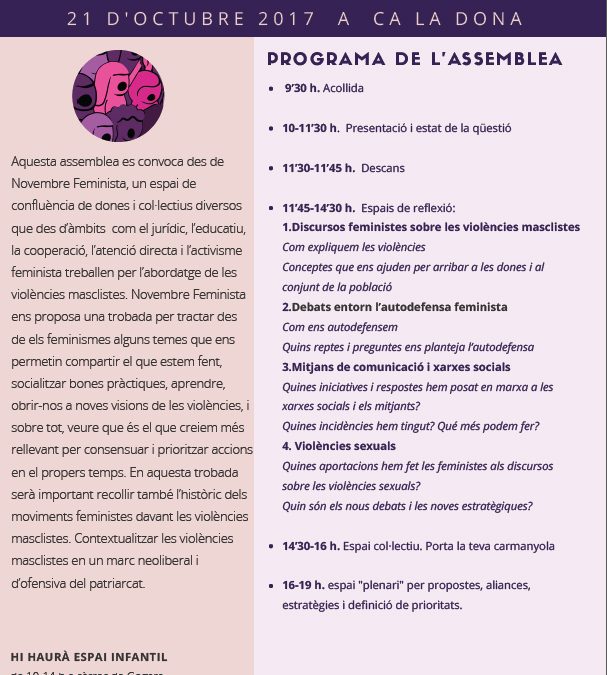 I Assemblea del moviment feminista contra les violències masclistes Octubre 2017